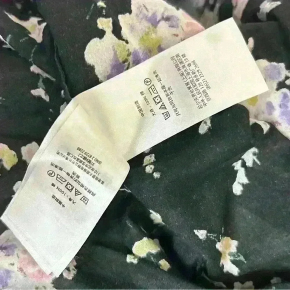 LAUREN RALPH LAUREN Black Floral 3/4 Sleeve Cotton Button Down Size Medium - Picture 11 of 14